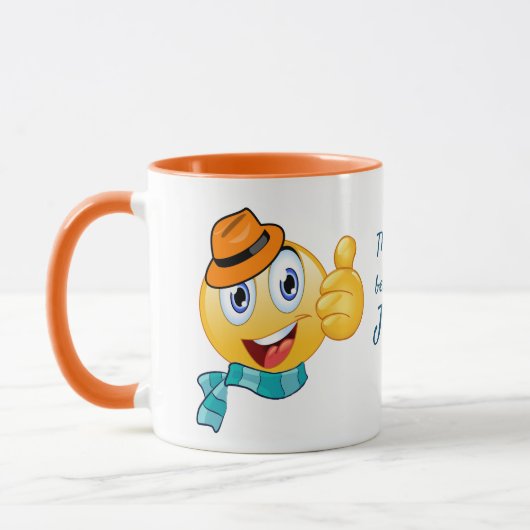 文字カスタムは絵文字に帽子とスカーフを付ける マグカップ (左)