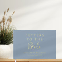 文字カスタムほこりっぽい青い金ゴールドの手紙を花嫁に