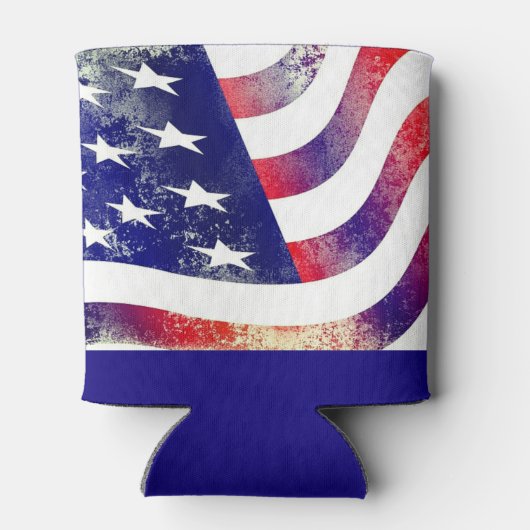 文字カスタムアメリカ国旗のトランプ2024愛国的RW&Blue 缶クーラー (裏面)