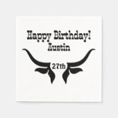 文字カスタムアンドエイジブルクラーンズウェスタン誕生日 スタンダードカクテルナプキン (正面)