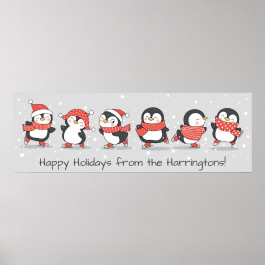 文字カスタムウィンターペンギン ポスター (正面)