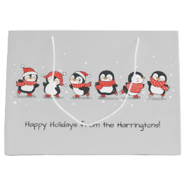 文字カスタムウィンターペンギン ラージペーパーバッグ