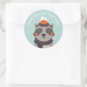 文字カスタムウィンターラクーンステッカー ラウンドシール (バッグ)