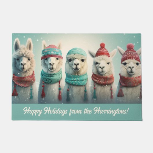 文字カスタムウィンターラマス ドアマット (正面)