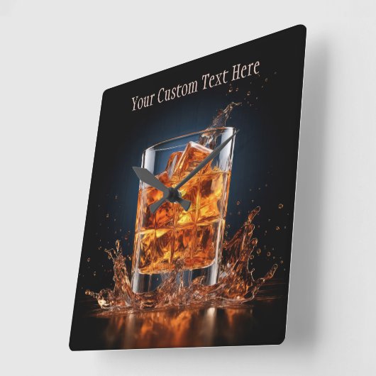 文字カスタムウイスキー スクエア壁時計 (傾斜)