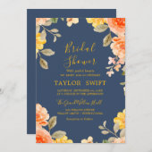 文字カスタムウォーターフローラブライダルシャワー招待 招待状 (正面/裏面)