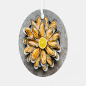 文字カスタムオイスタープラッタ メタルオーナメント (正面左)