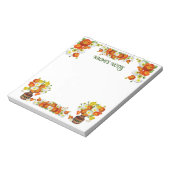 文字カスタムオレンジとホワイトポピーのメモ帳 ノートパッド (回転)