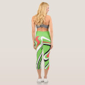 文字カスタムカラフル大理石瑪瑙lエクササイズグリーン カプリレギンス (裏面)