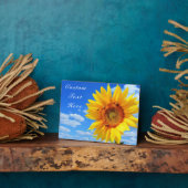 文字カスタムカード – ヒマワリとビーズオンブルースカイ フォトプラーク (側面)