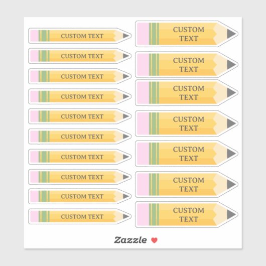 文字カスタムキッド先生スクールペンシル形 シール (シート)
