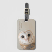 文字カスタムキュートバーンフクロウ ラゲッジタグ (正面縦)