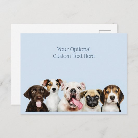 文字カスタムキュートパピーズ ポストカード (正面/裏面)