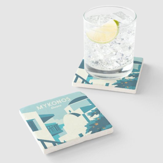 文字カスタムギリシャ ストーンコースター (横)