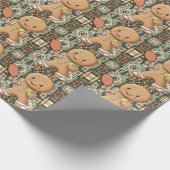 文字カスタムクランブルクリスマスラリージンジャーブレッド ラッピングペーパー (角)