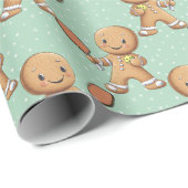 文字カスタムクランブルクリスマスラリージンジャーブレッド ラッピングペーパー (ロールコーナー)