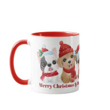 文字カスタムクリスマスの子犬のマグ