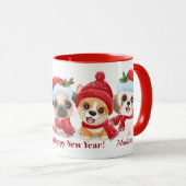 文字カスタムクリスマスの子犬のマグ マグカップ (正面右)