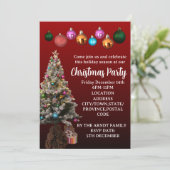 文字カスタムクリスマスツリーバウブルズパーティー 招待状 (スタンド正面)