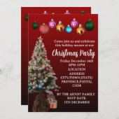 文字カスタムクリスマスツリーバウブルズパーティー 招待状 (正面/裏面)