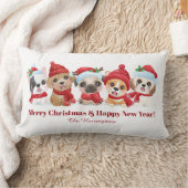 文字カスタムクリスマスパピーズ装飾用クッション ランバークッション (ブランケット)