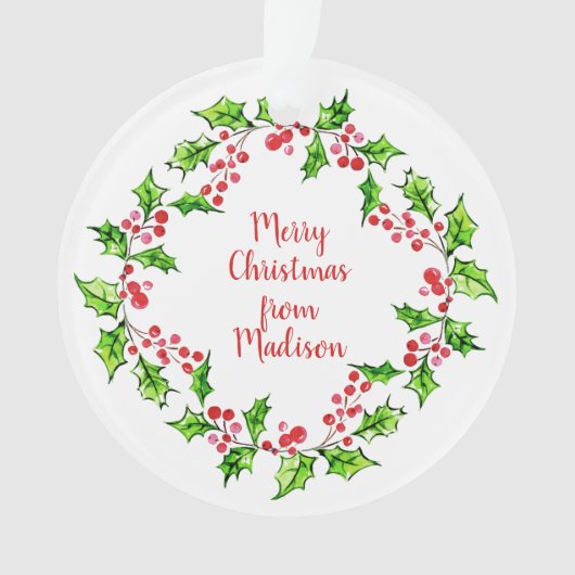 文字カスタムクリスマスリースオーナメント オーナメント (正面)
