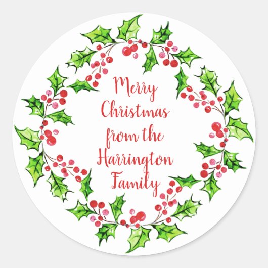 文字カスタムクリスマスリースシール ラウンドシール (正面)