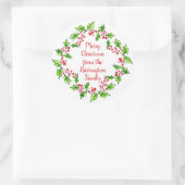 文字カスタムクリスマスリースシール ラウンドシール (バッグ)