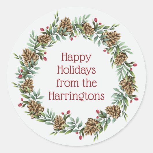 文字カスタムクリスマスリースシール ラウンドシール (正面)