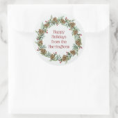 文字カスタムクリスマスリースシール ラウンドシール (バッグ)