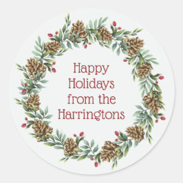 文字カスタムクリスマスリースシール ラウンドシール