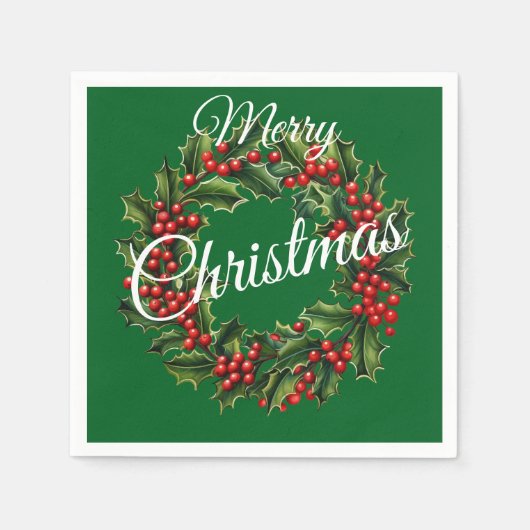 文字カスタムクリスマスリース スタンダードカクテルナプキン (正面)