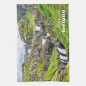 文字カスタムクリフブレクフォッサール、アイスランド キッチンタオル (縦)