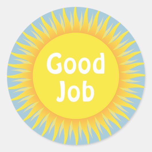 文字カスタムグッドジョブ報酬サンステッカー ラウンドシール (正面)