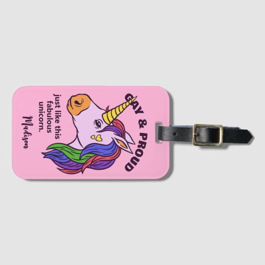 文字カスタムゲイユニコーン ラゲッジタグ (正面横)