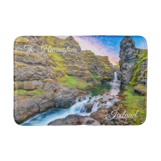 文字カスタムコルフォッサーウォータールフォールズ，アイスランド バスマット (正面)