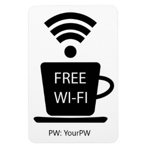 文字カスタムコーヒーショップフリーWi-Fi マグネット