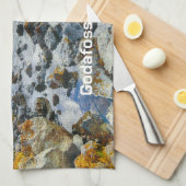 文字カスタムゴダフソースウォーターフォールズ,アイスランド キッチンタオル (四つ折り)