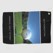 文字カスタムゴルフドライブブラック ゴルフタオル (横)