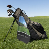 文字カスタムゴルフドライブブラック ゴルフタオル (グリーン)