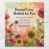 🌻文字カスタムサニー花びら&スカーレット開花 ワインラベル (シングルラベル)