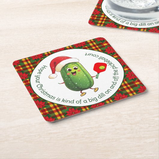文字カスタムサンタズピックボールラリー スクエアペーパーコースター (アングル)