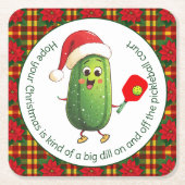 文字カスタムサンタズピックボールラリー スクエアペーパーコースター (正面)