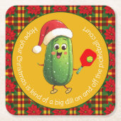 文字カスタムサンタズピックボールラリー スクエアペーパーコースター (正面)