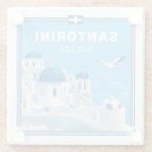 文字カスタムサントリーニギリシャ ガラスコースター (裏面)