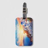 文字カスタムサントリーニグリークサンセット ラゲッジタグ (正面縦)