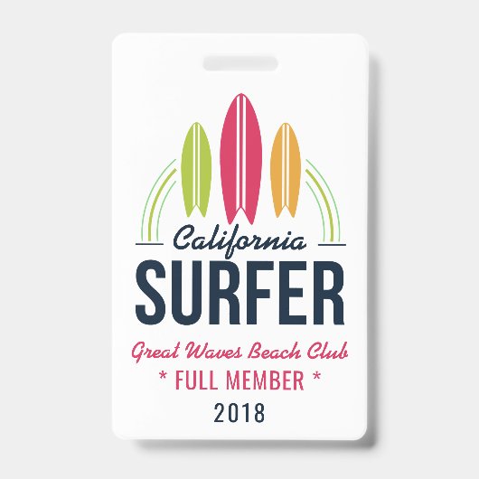 文字カスタムサーファーのバッジ バッジ (正面)