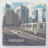 文字カスタムシカゴUSA ストーンコースター (正面)