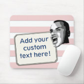文字カスタムショートオンパステルピンクストライプ マウスパッド (マウス)