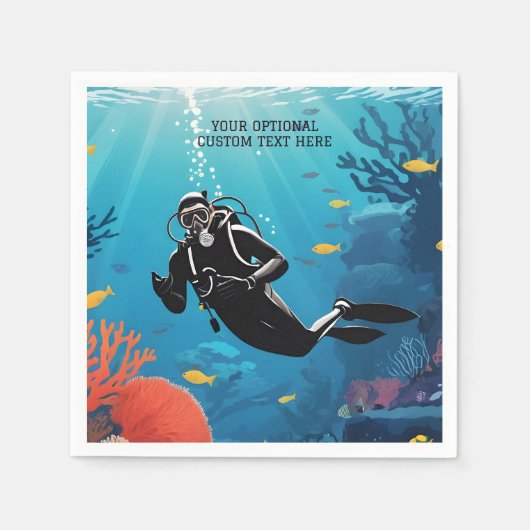 文字カスタムスキューバダイバー スタンダードカクテルナプキン (正面)